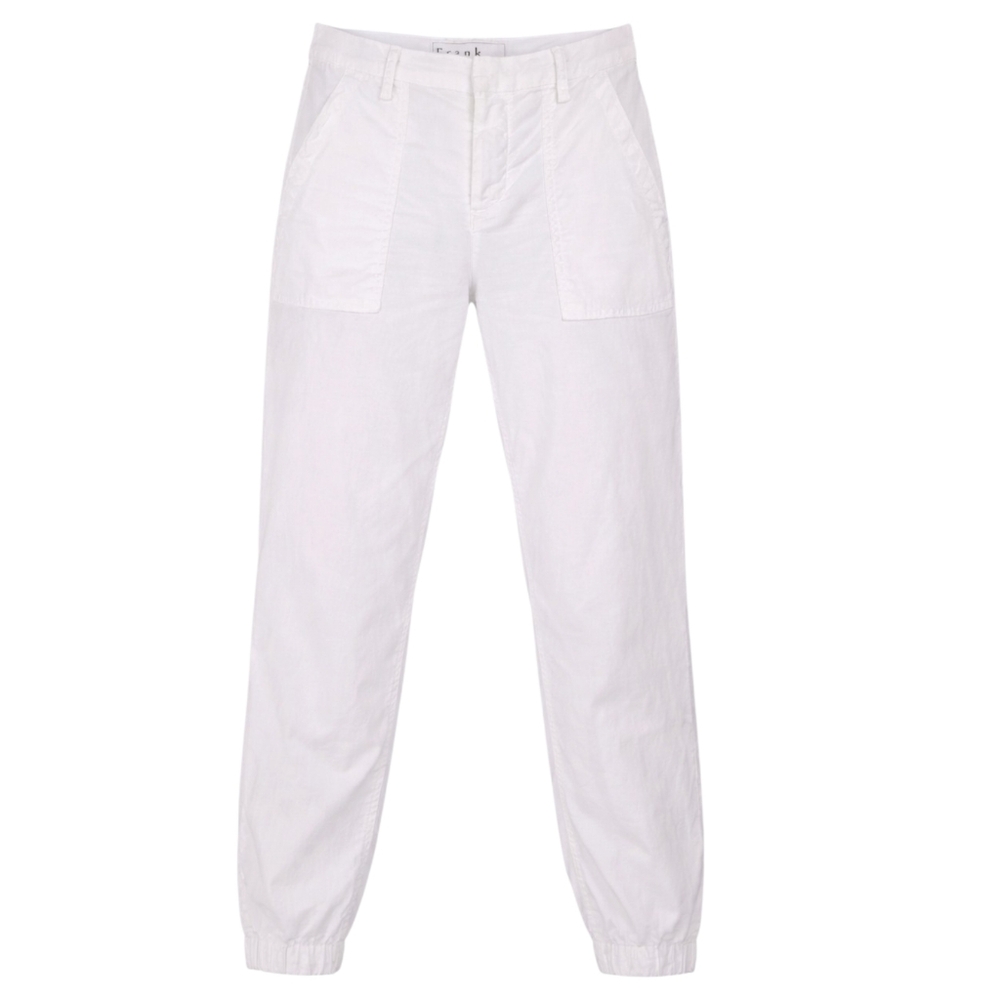 Frank & Eileen Jameson Utility Jogger White Italian Performance Linen Sz 2